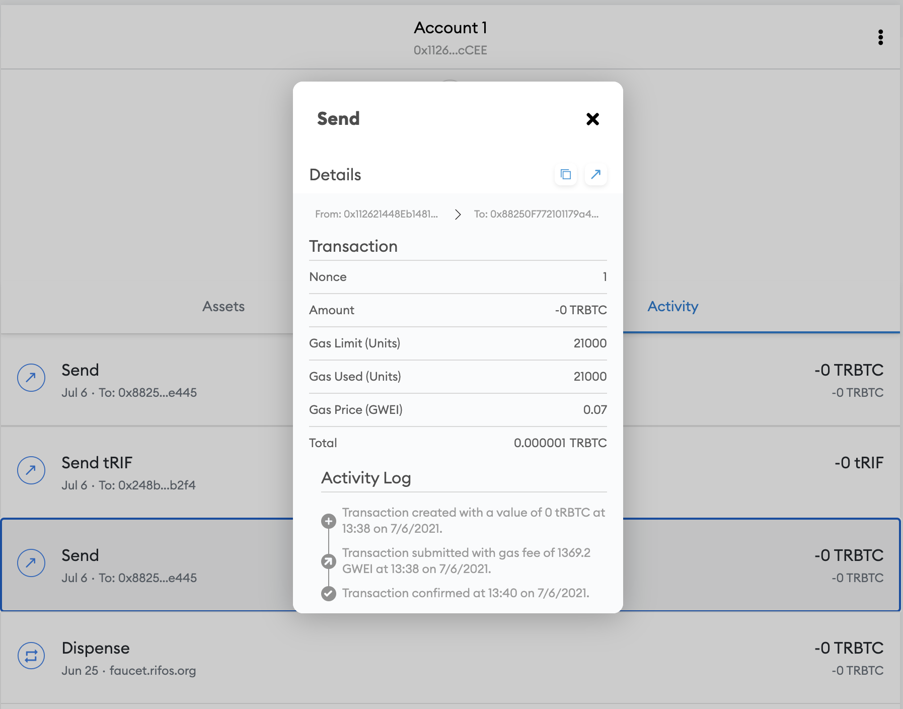 View testnet explorer